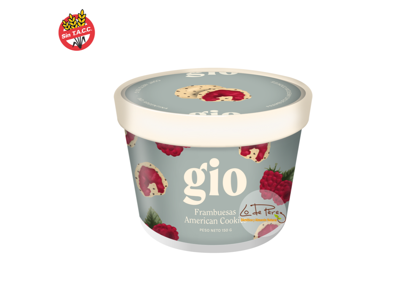 Frambuesas bañadas en chocolate blanco y cookies 150gr x5uni GIO