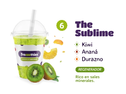 SMOOOTHIE #6  THE SUBLIME ( KIWI, ANANÁ, DURAZNO)