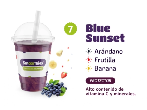 SMOOOTHIE #7  BLUBERRY SUNSET (ARANDANO, FRUTILLA, BANANA)