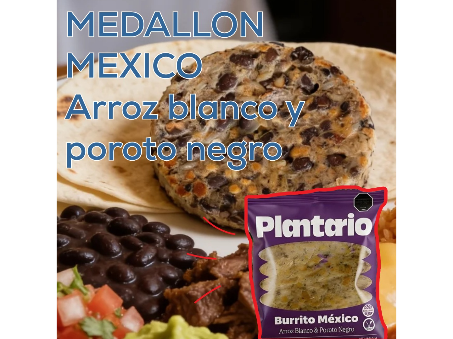 Medallón Burrito-Arroz Blanco y Poroto Negro Pack x4und 380gr