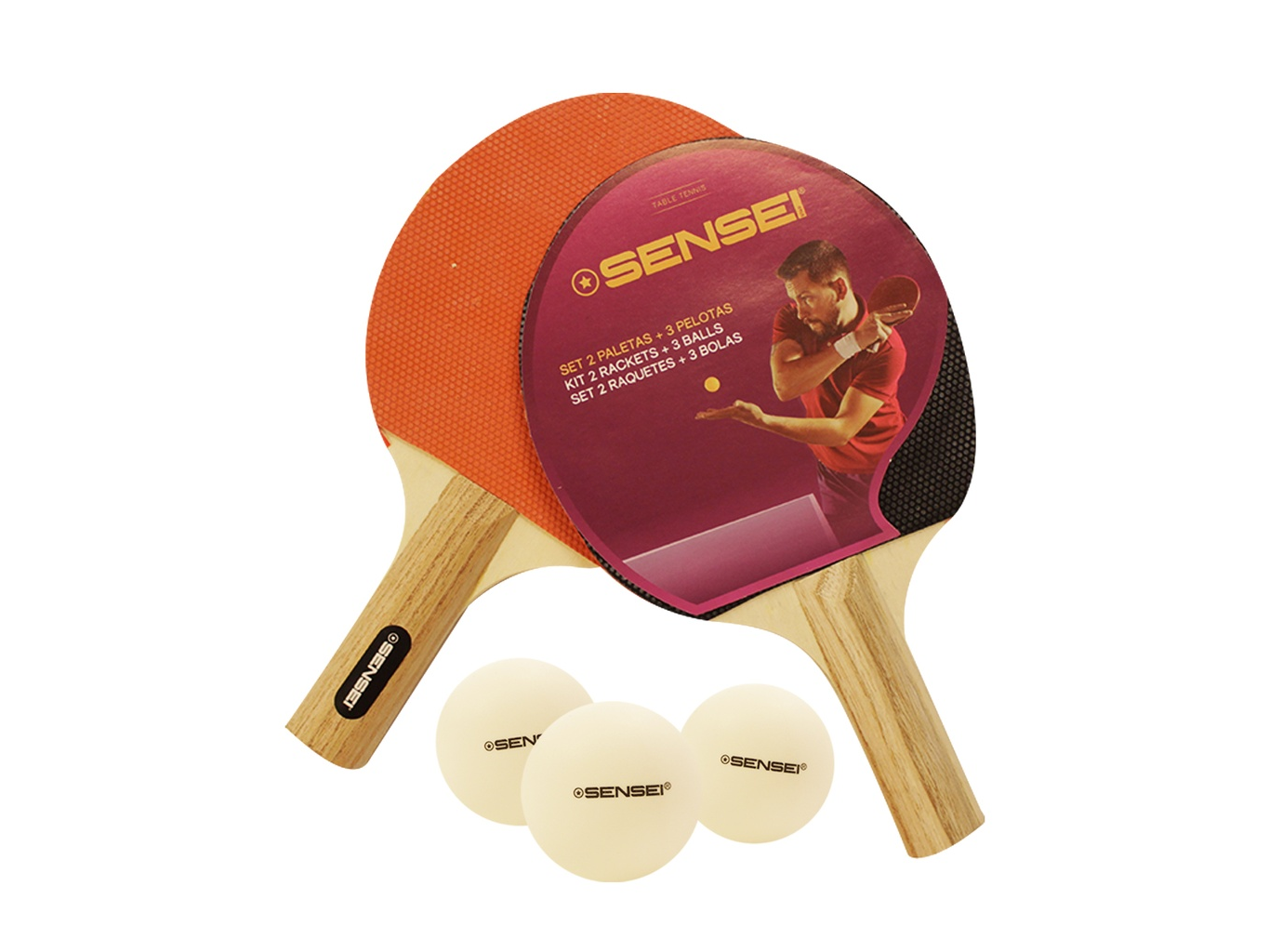 Set De Ping Pong 20 (2 Paleta Y 3 Pelota) | Sensei®