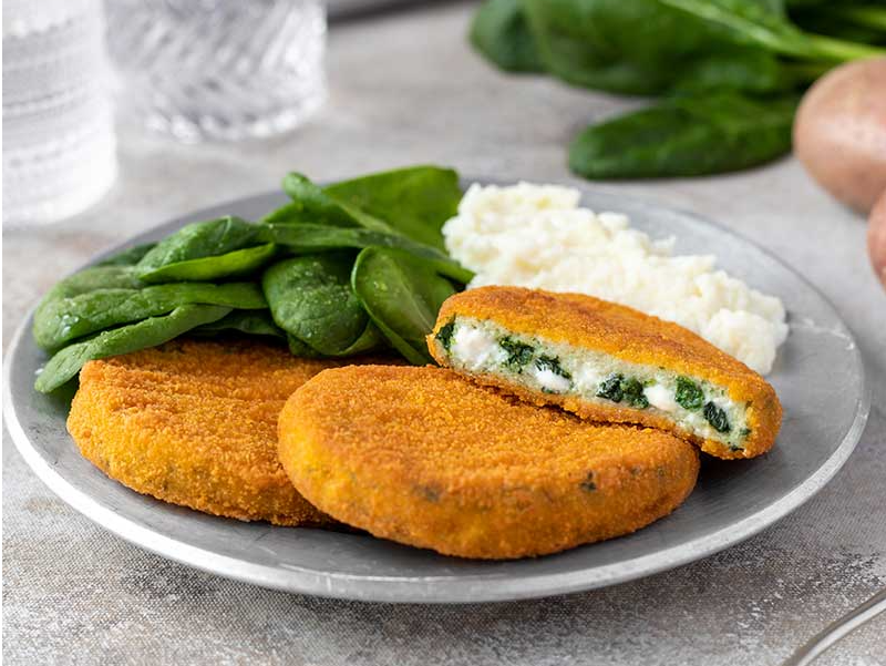 Medallón Rebozado de Merluza Espinaca y Queso x 5u