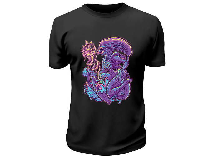 Remera de Algodon xenomorfo 01