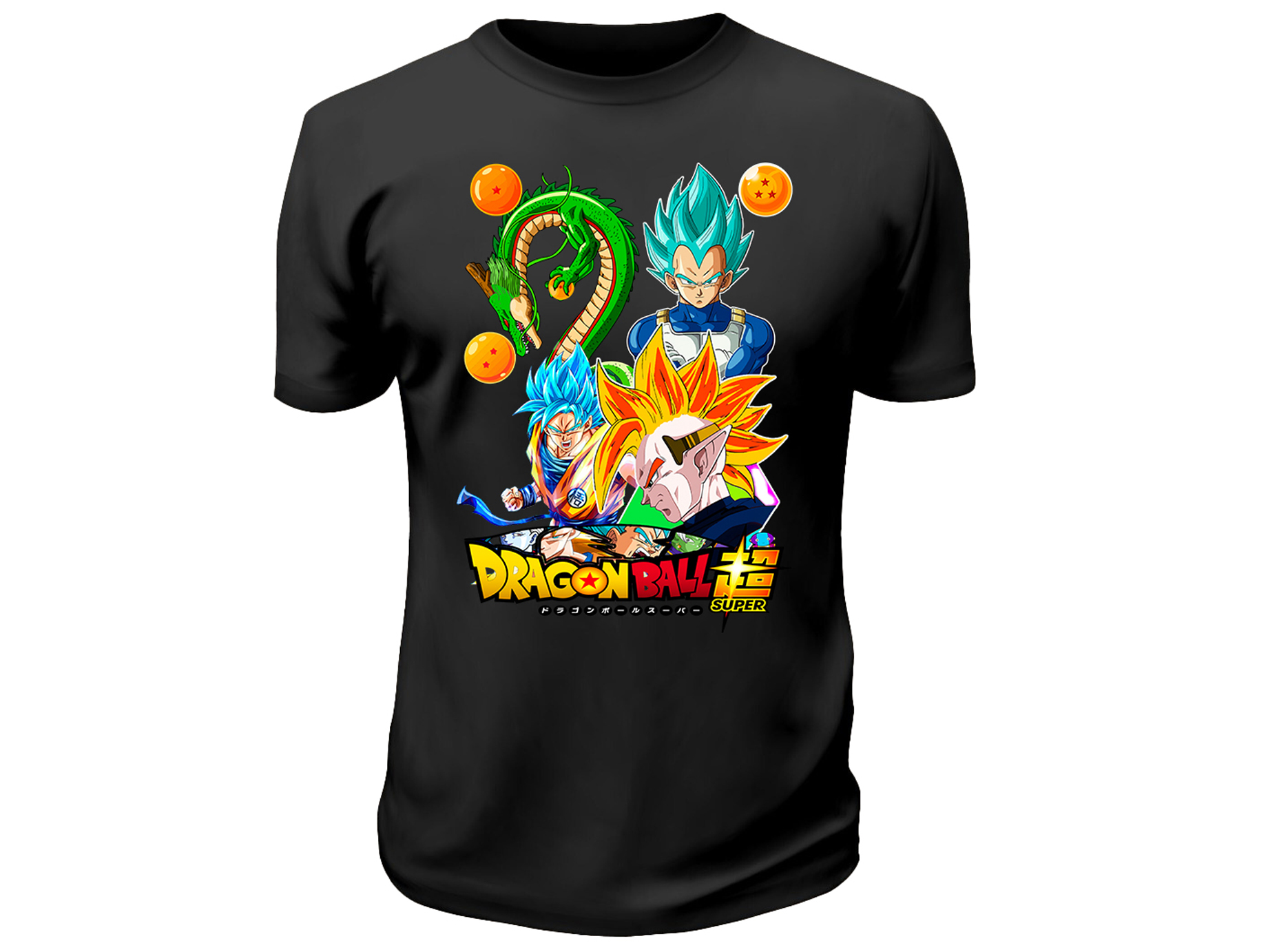 Remera de Algodon Goku, Tapion, Vegeta y Shng long