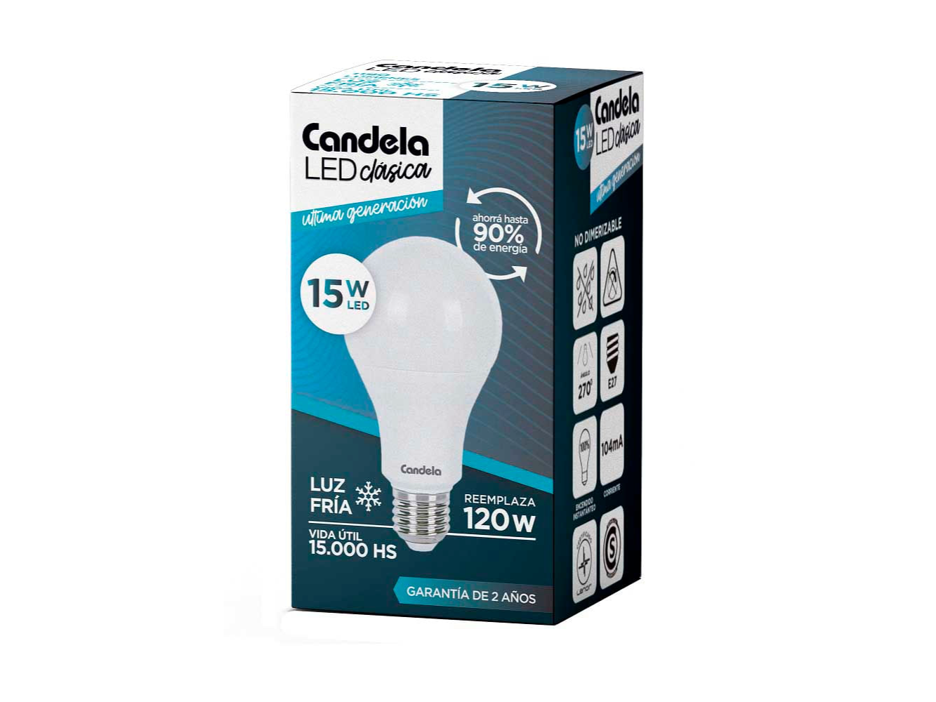 FOCO CANDELA 15W LUZ BLANCA