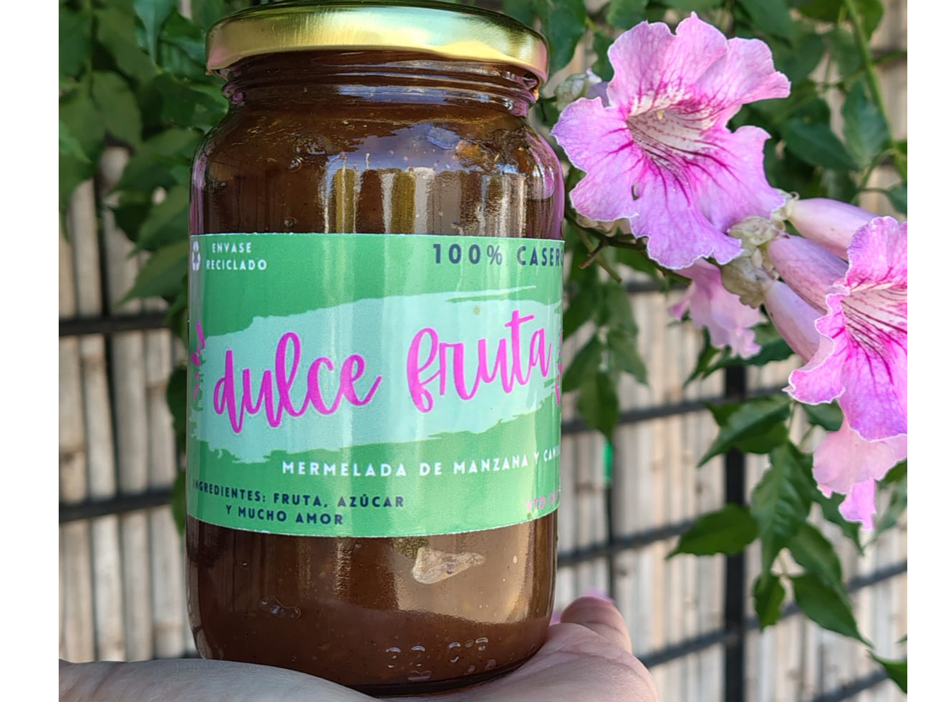 MERMELADA CASERA  DULCE FRUTA MANZANA Y CANELA