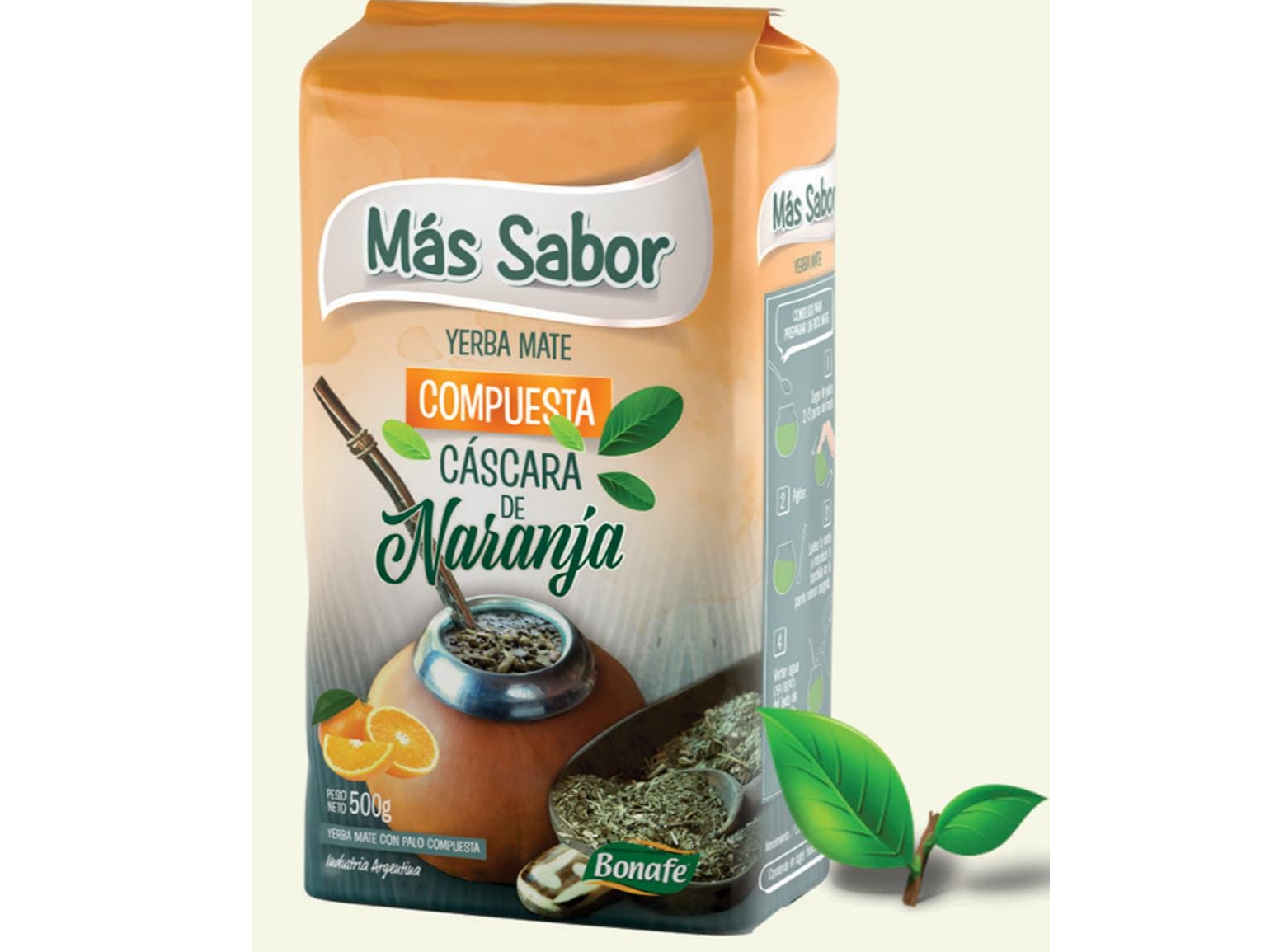 YERBA COMPUESTA MÁS SABOR  CON CÁSCARA DE NARANJA 500 GR