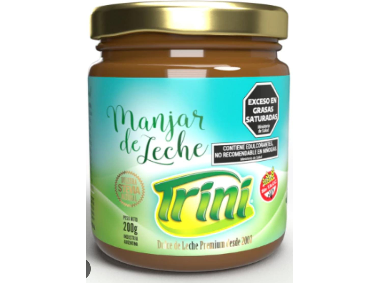 DULCE DE LECHE SIN AZÚCAR CON STEVIA APTO DIABÉTICOS TRINI 200 GR