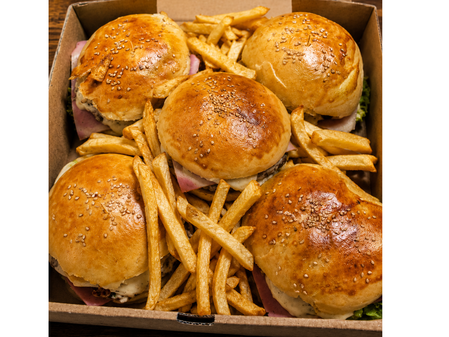 5 hamburguesas especiales + papas