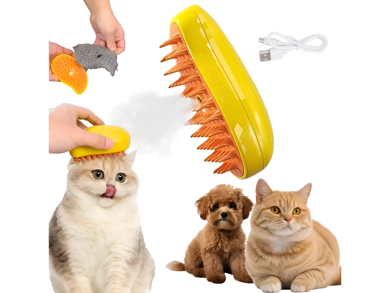 CEPILLO MASAJEADOR A VAPOR PARA MASCOTAS