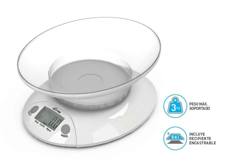 BALANZA ELECTRONICA DE COCINA CON RECIPIENTE BC301