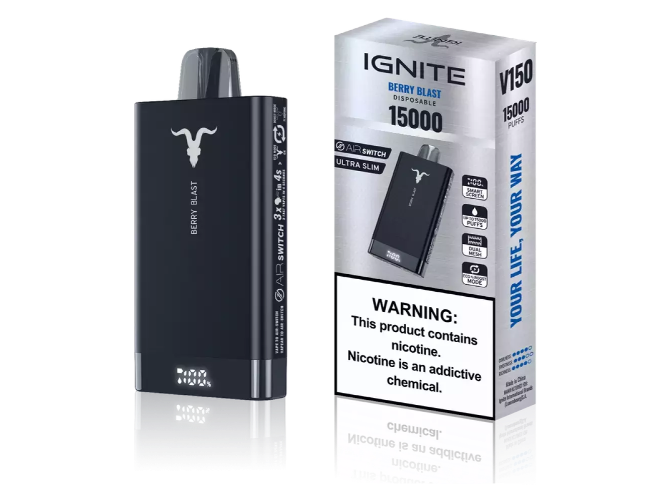 IGNITE Caja Gris  V150 15.000  puffs