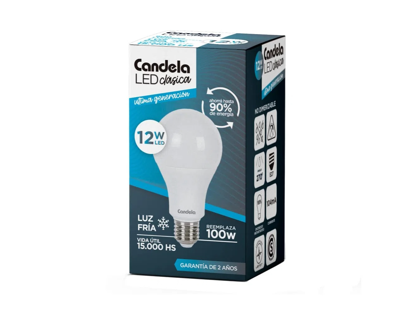 LAMPARA BULBO CANDELA LED ECO 12W E27 LUZ DIA Pack x10