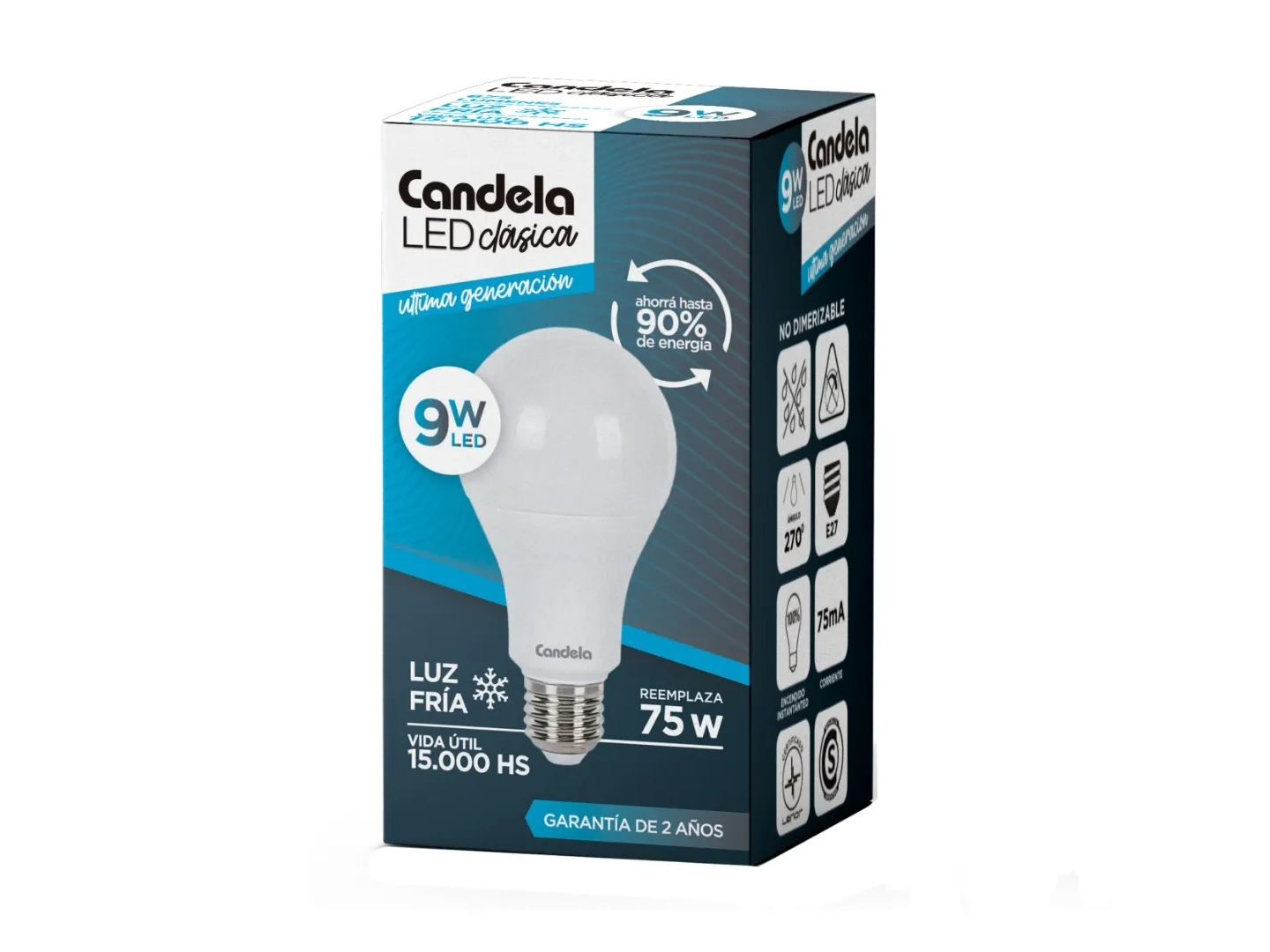 LAMPARA BULBO CANDELA LED ECO 9W E27 LUZ DIA Pack x10