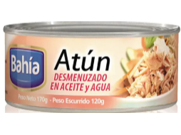 BAHIA ATUN DESMENUZADO EN ACEITE Y AGUA 170G