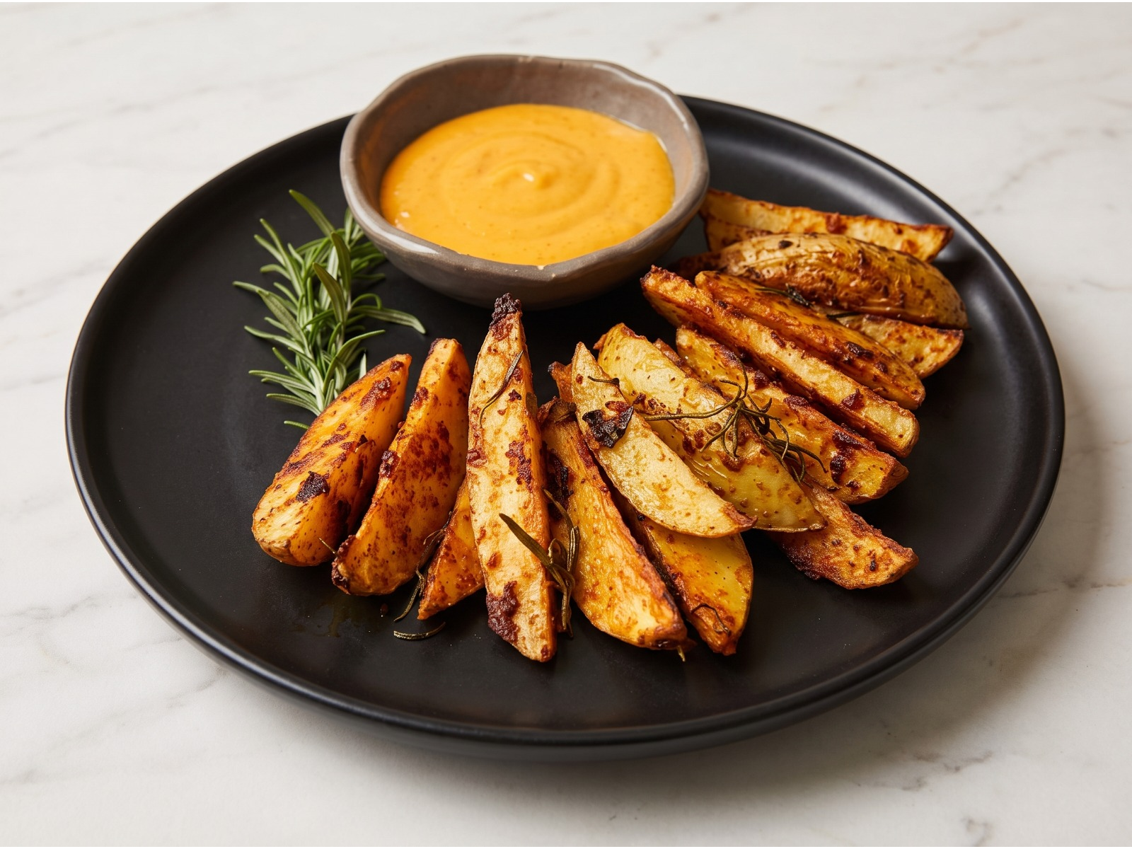 papas cuña con cheddar y verdeo