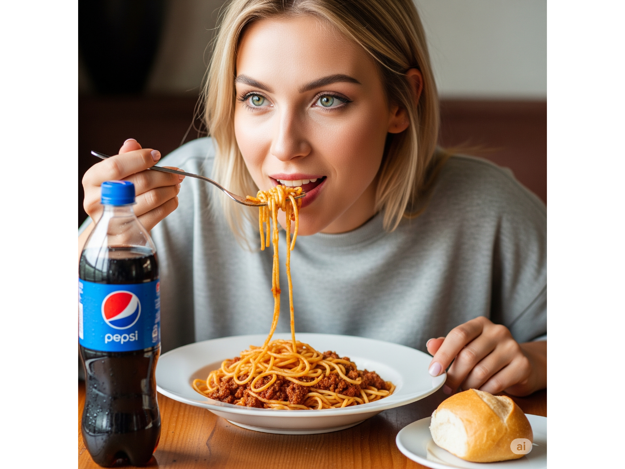 3 Porciones de tallarines, con salsa bolognesa, queso y pan