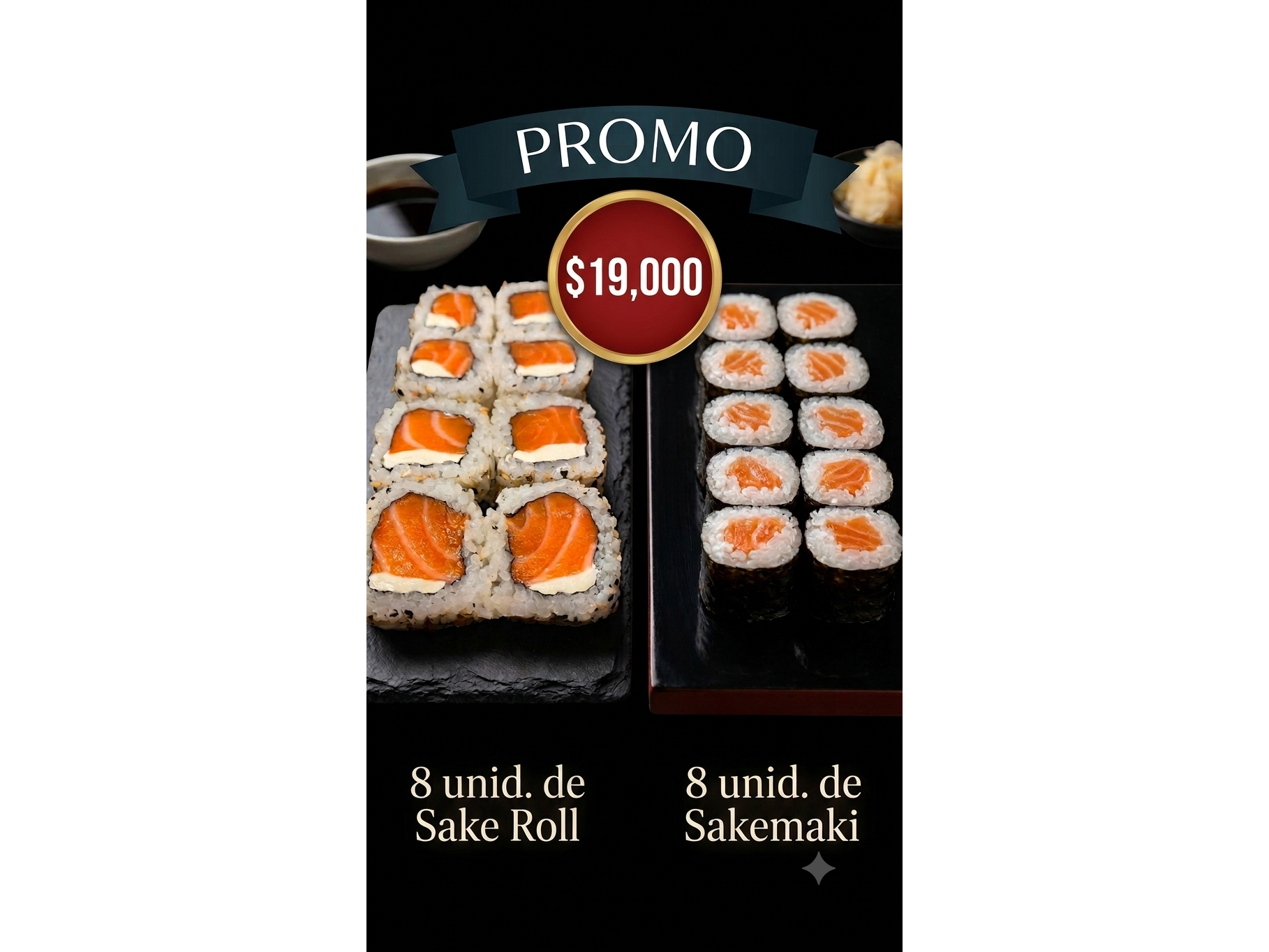 8 sake roll + 8 sake maki