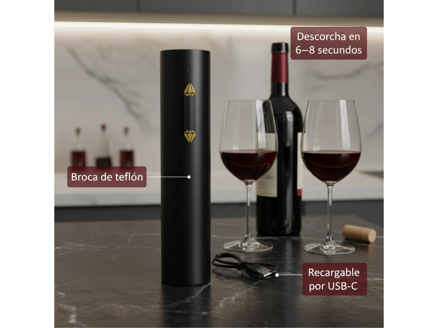 SACACORCHOS ELÉCTRICO RECARGABLE USB-C