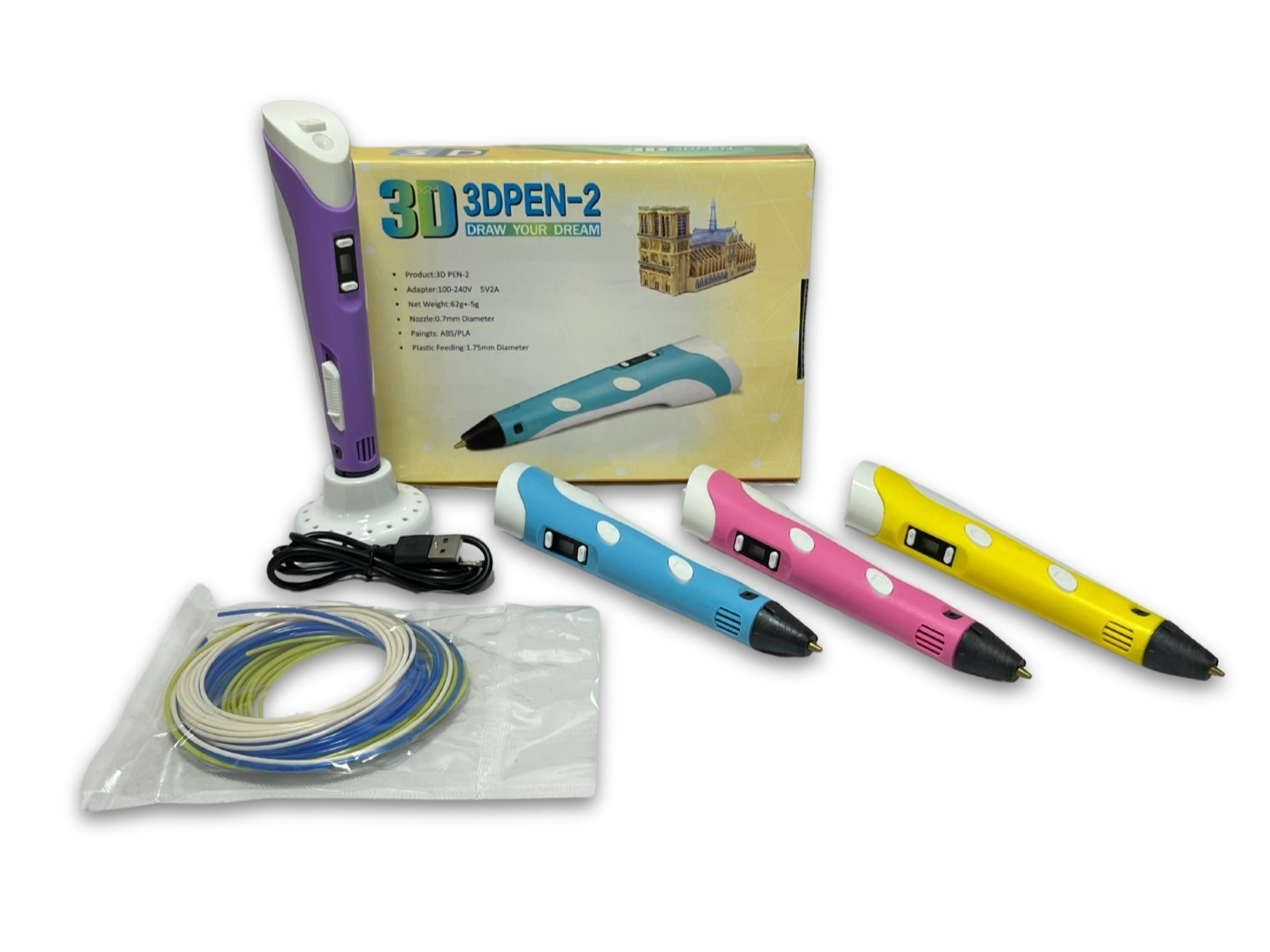 Lapicera laser 3D, con filamentos