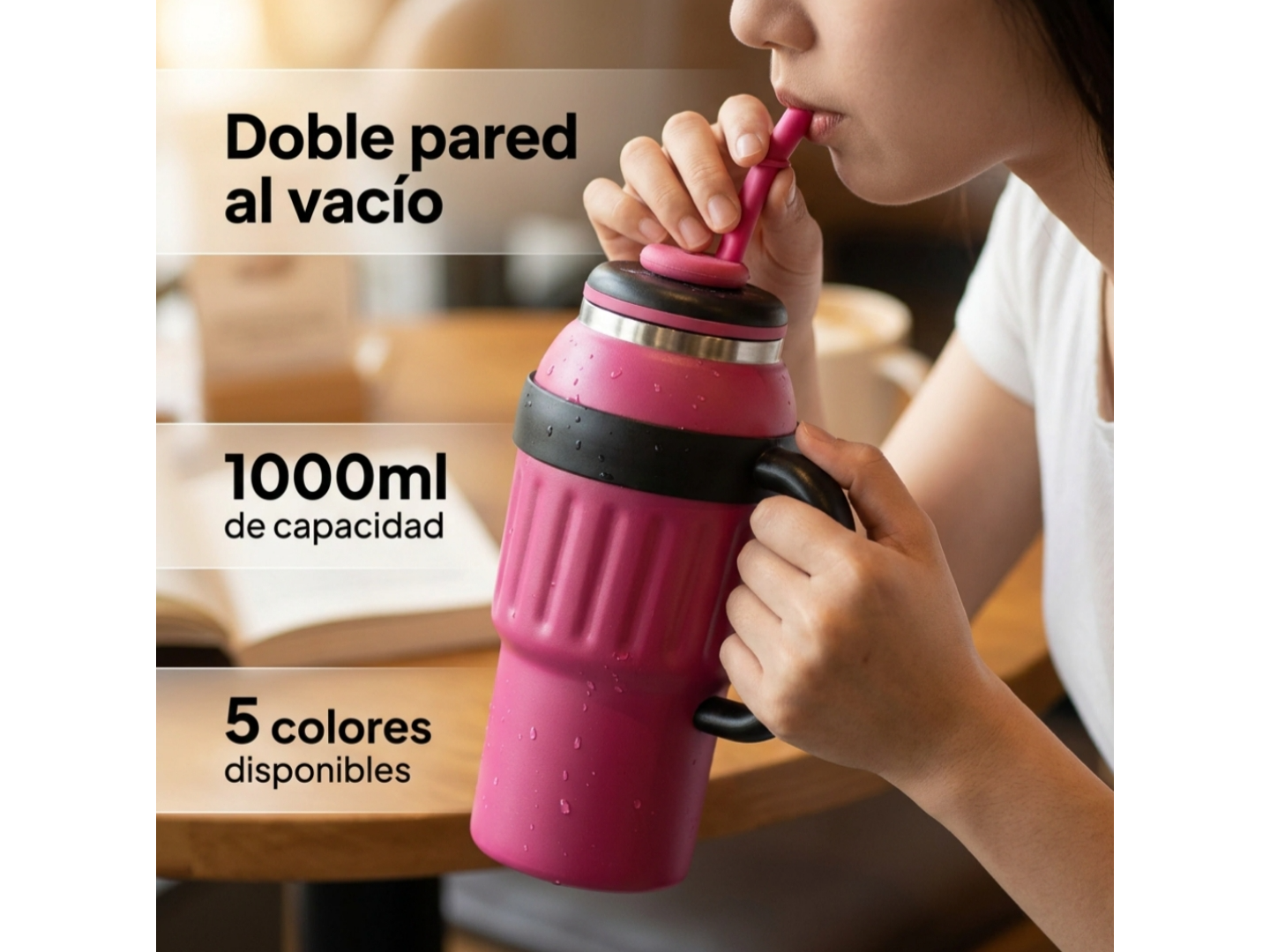 VASO TÉRMICO CON MANIJA Y SORBETE 1L