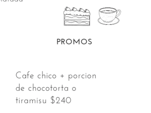 Cafe chico + porcion torta