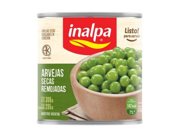 ARVEJAS SECAS REMOJADAS - INALPA - Lata x 300 g