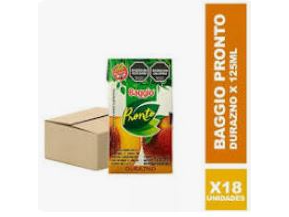 JUGO BAGGIO - 125 cc - Caja x 18 unidades sabor Durazno