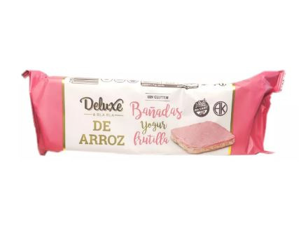 GALLETAS DE ARROZ BAÑADAS CREMA FRUTILLA - DELUXE - Sin TACC