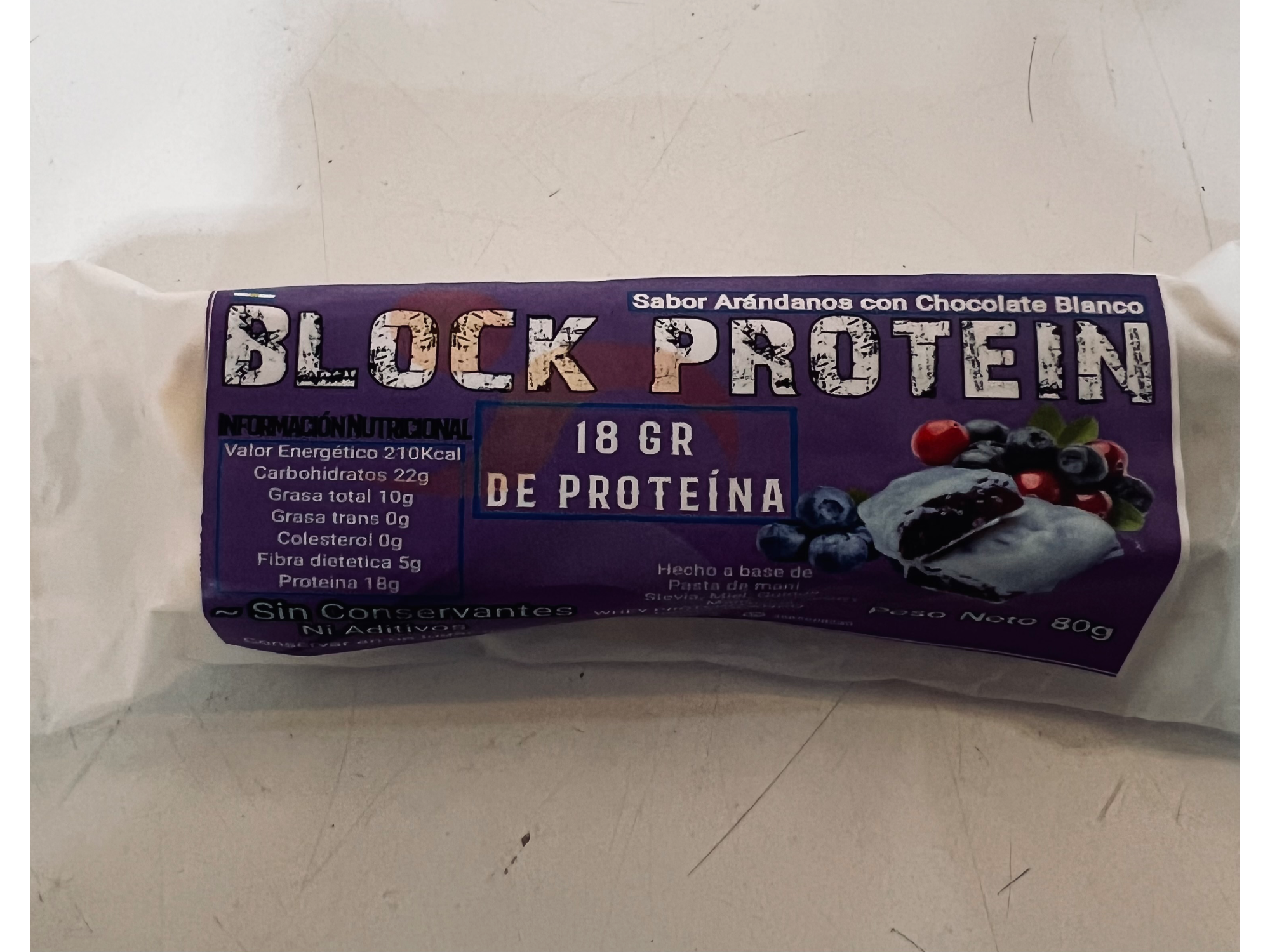 BLOCK PROTEIN - Sabor Arándanos con chocolate blanco