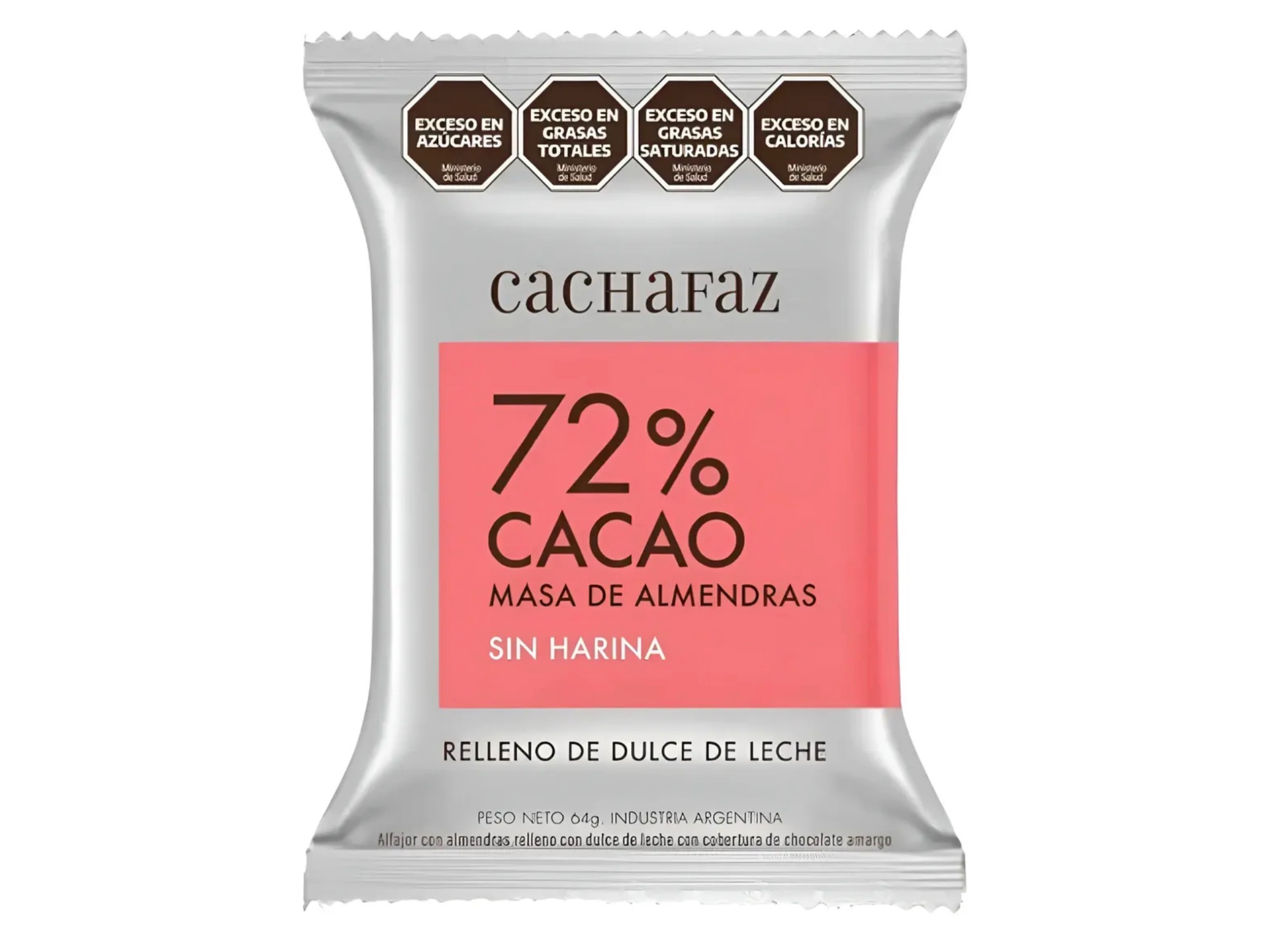 ALFAJOR CACHAFAZ  - 72% CACAO SIN HARINA CAJA X 12