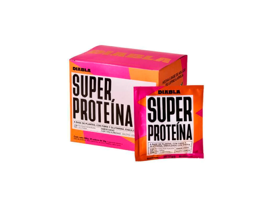 SUPER PROTEINA sabor CACAO - DIABLA - 20 sobres 33g