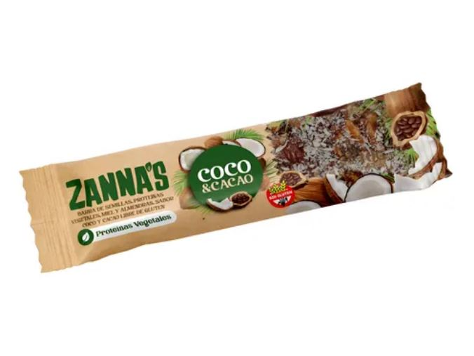 Barritas SEMILLAS y PROTEINAS VEGETALES - ZANNA´S - COCO Y CACAO
