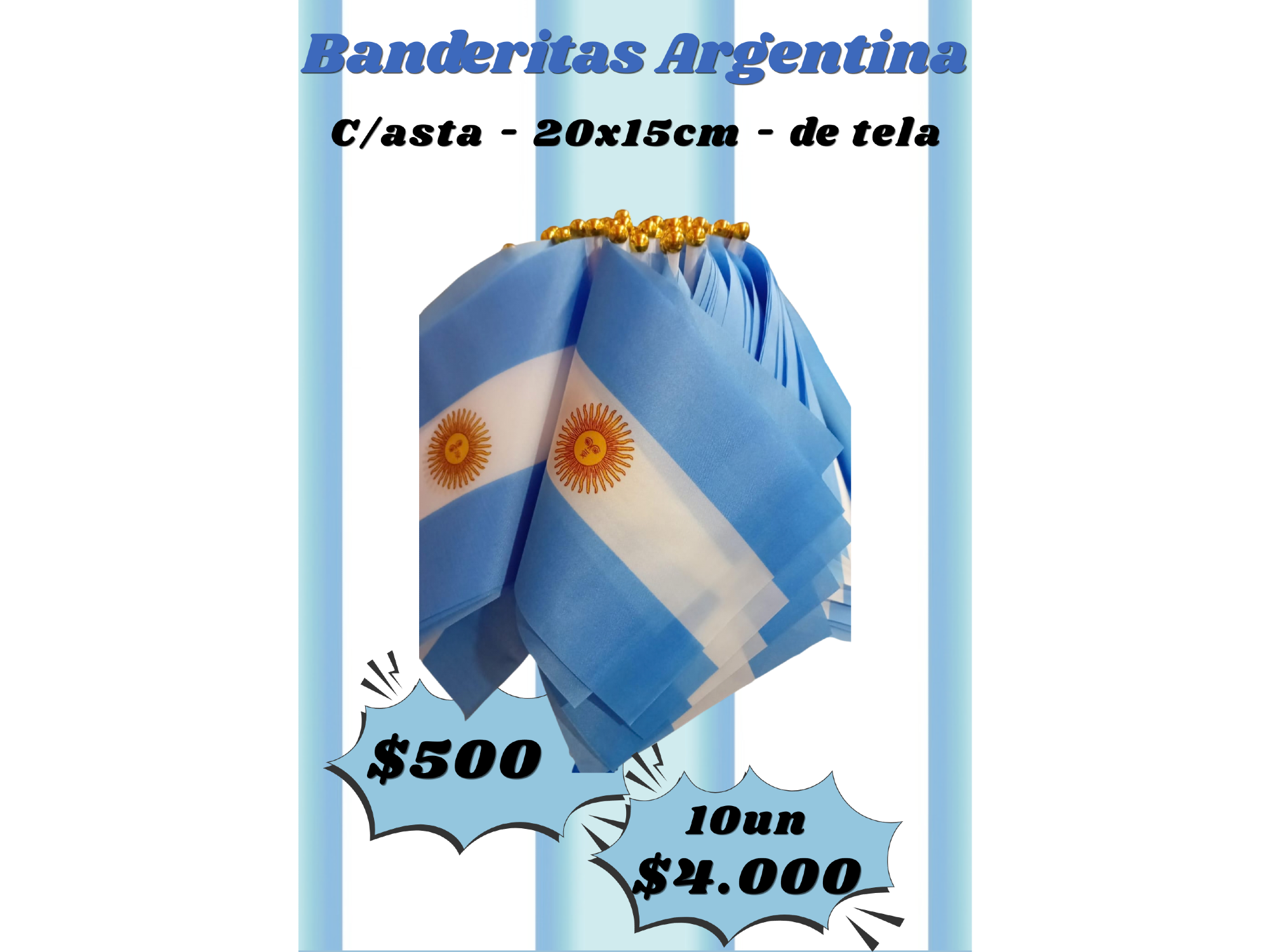 BANDERITA DE TELA C/ASTA X10UN