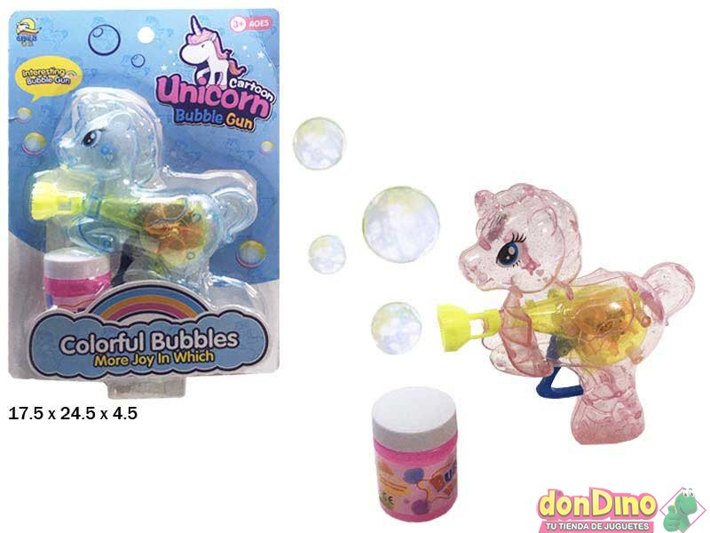 PISTOLA BURBUJAS UNICORNIO --- MANUAL --- VARIOS COLORES
