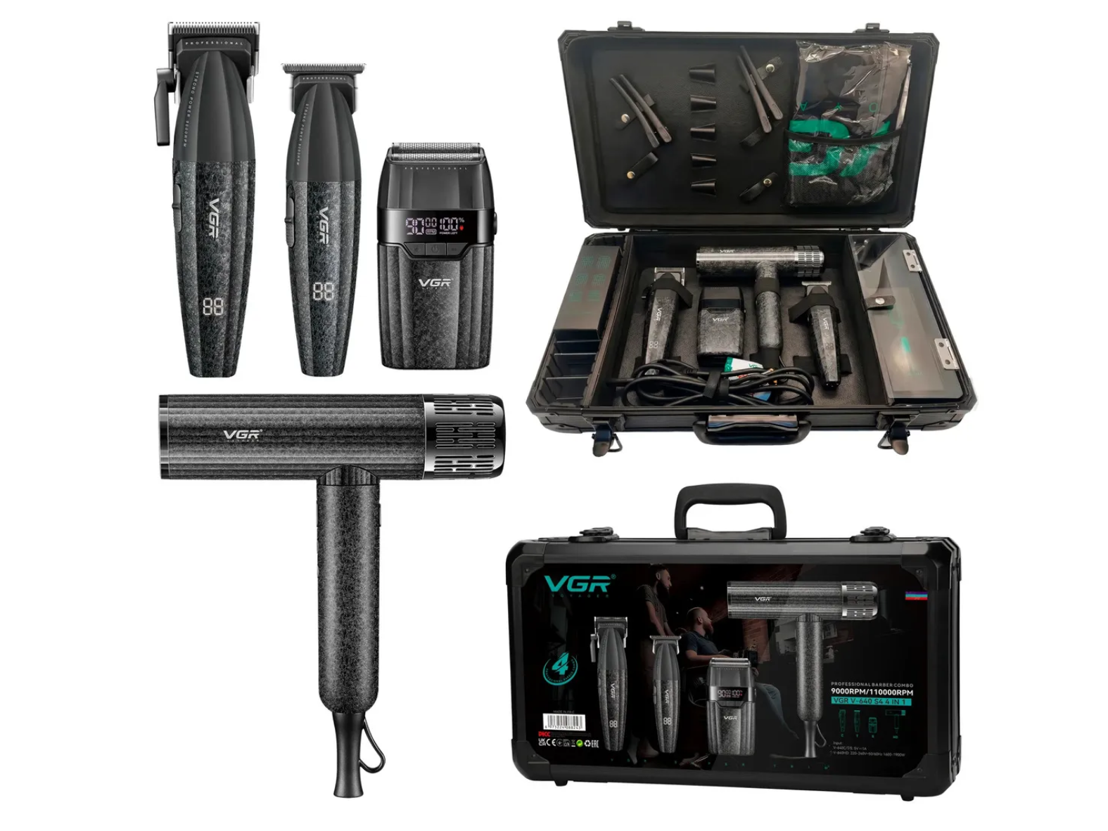 Maletín Profesional VGR S4 V-640 – Kit Barber 4 en 1