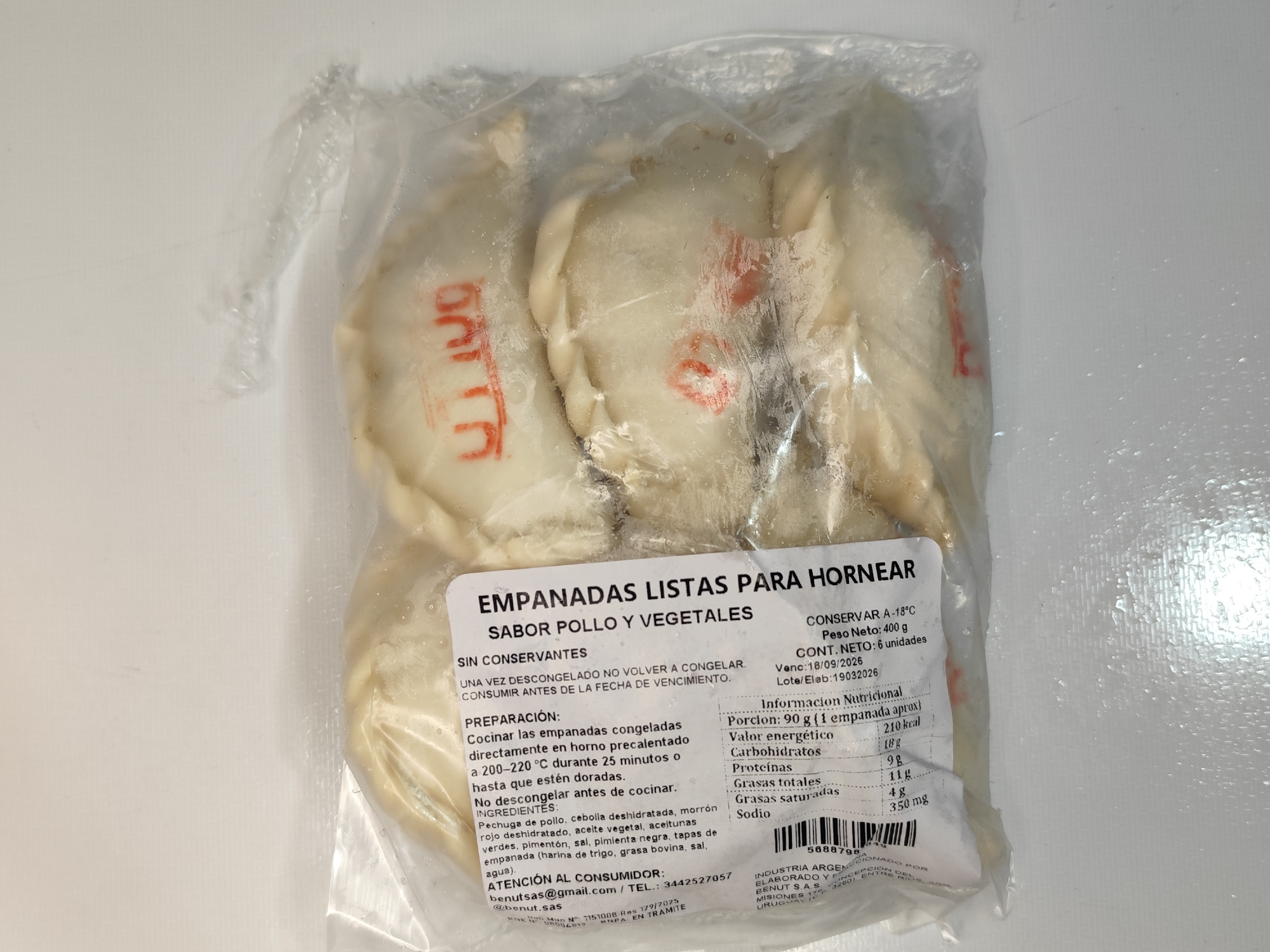 Empanadas de pollo y vegetales - Benut