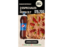 ·SABADO! 2 Pizzas Especiales + Pepsi 2lt