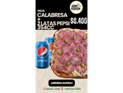·VIERNES ! Pizza Calabresa + 2 Latas Pepsi 354cc