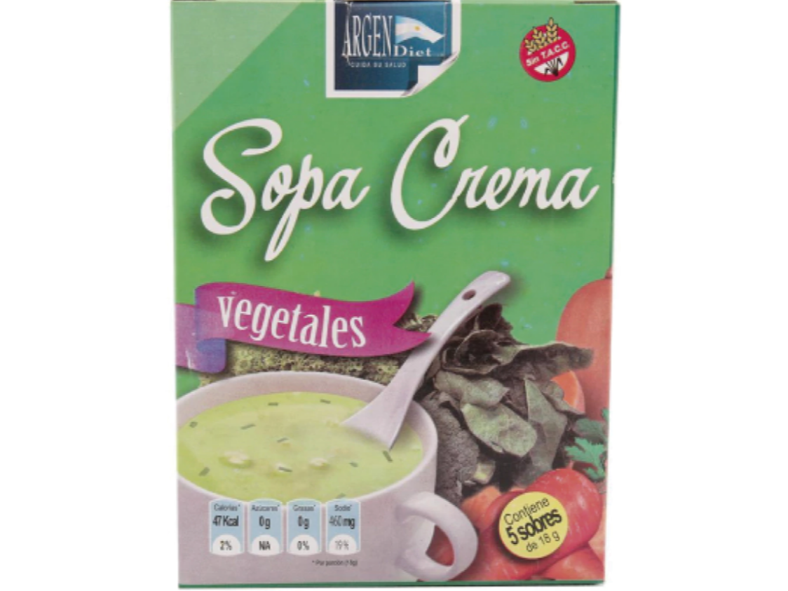 Sopa crema argendiet vegetales sin sal agregada x 5 sobres
