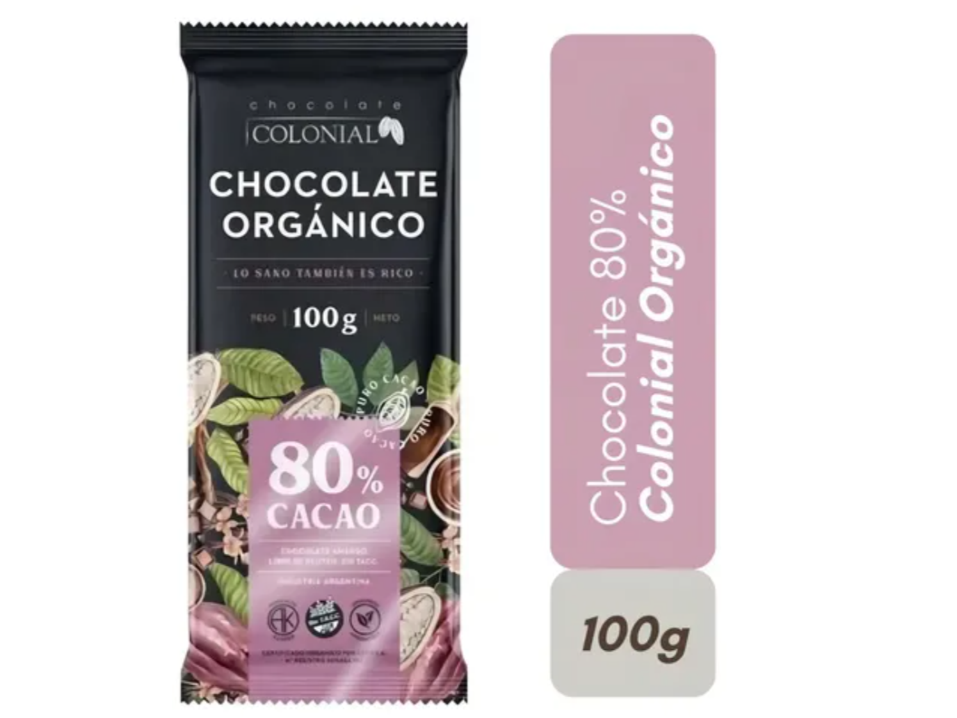 CHOCOLATE ORGÁNICO COLONIAL AL 80% X 100 GR