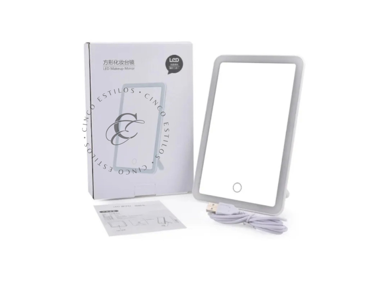Espejo rectangular led USB 20cm x 23cm 3 Posiciones
