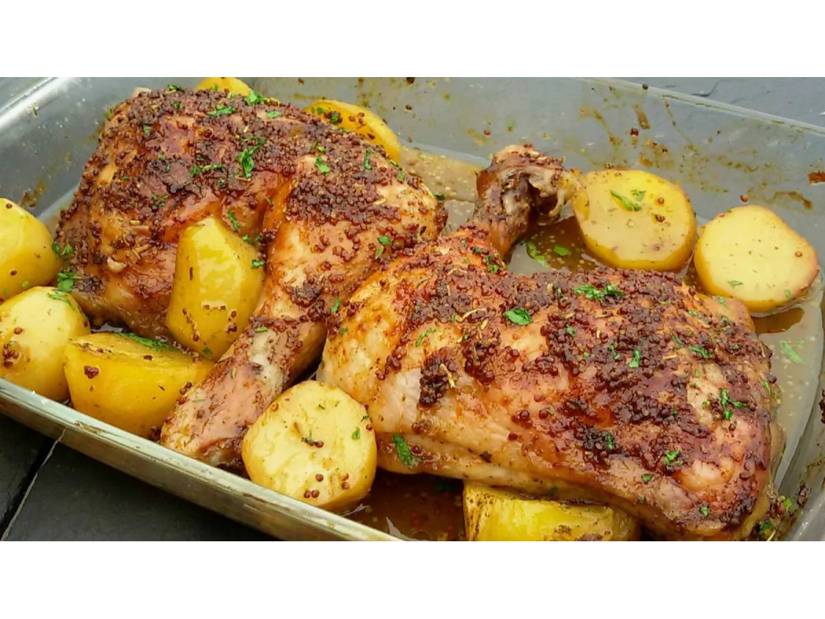 1/4 DE POLLO CON PAPAS AL HORNO