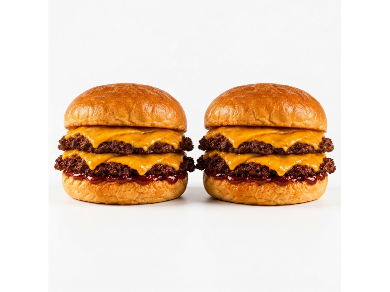 2 cheesburger dobles con porción de papas cada una