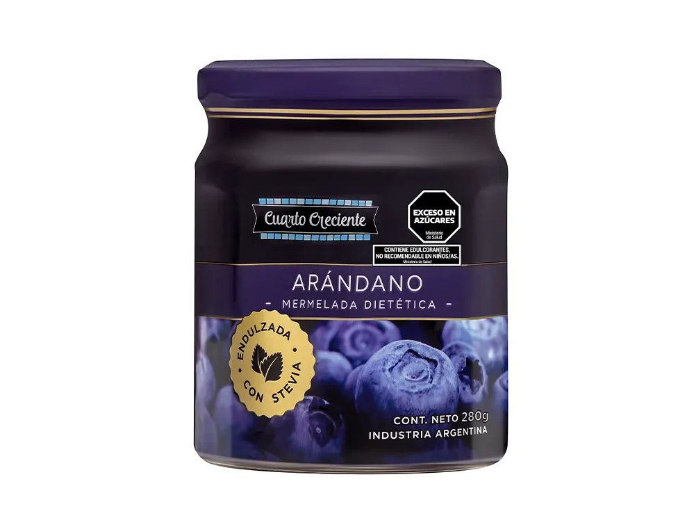 Mermelada de Arándanos Endulzada con Stevia x 280 gr – CUARTO CRECIENTE