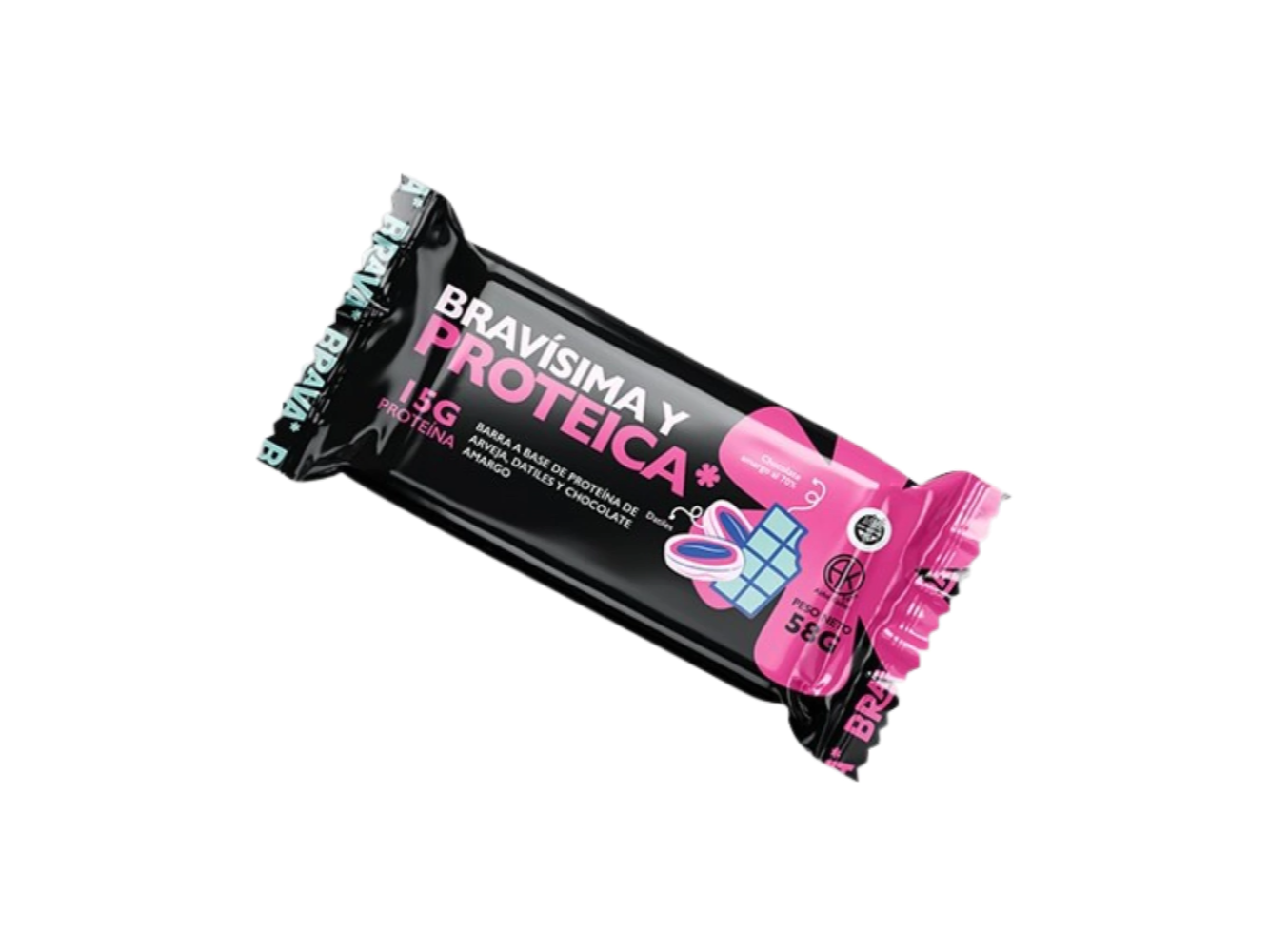 Barra Proteica de Datiles y Chocolate Semiamargo x 58g - Barra Brava