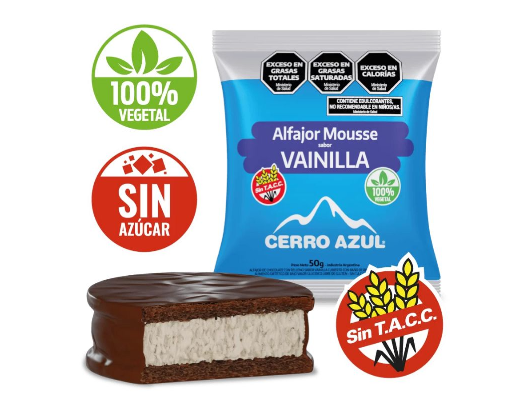 Alfajore Mousse Sabor Vainilla Cerro Azul Sin Tacc - SIN AZUCAR -