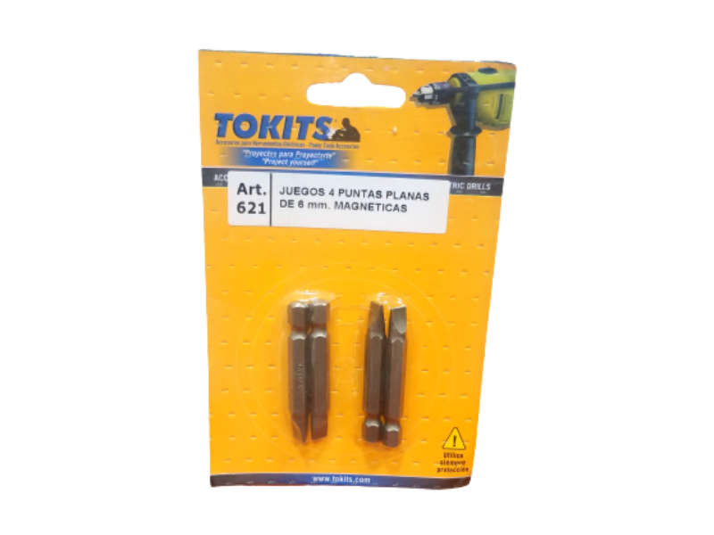 JUEGO 4 PUNTAS PLANAS DE 6mm. MAGNÉTICAS