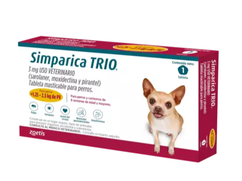 Simparica Trio 1,25 a 2,5 kg