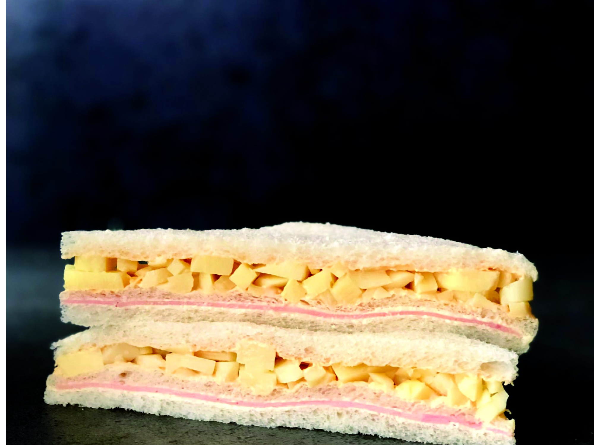 Palmitos, jamón y queso
